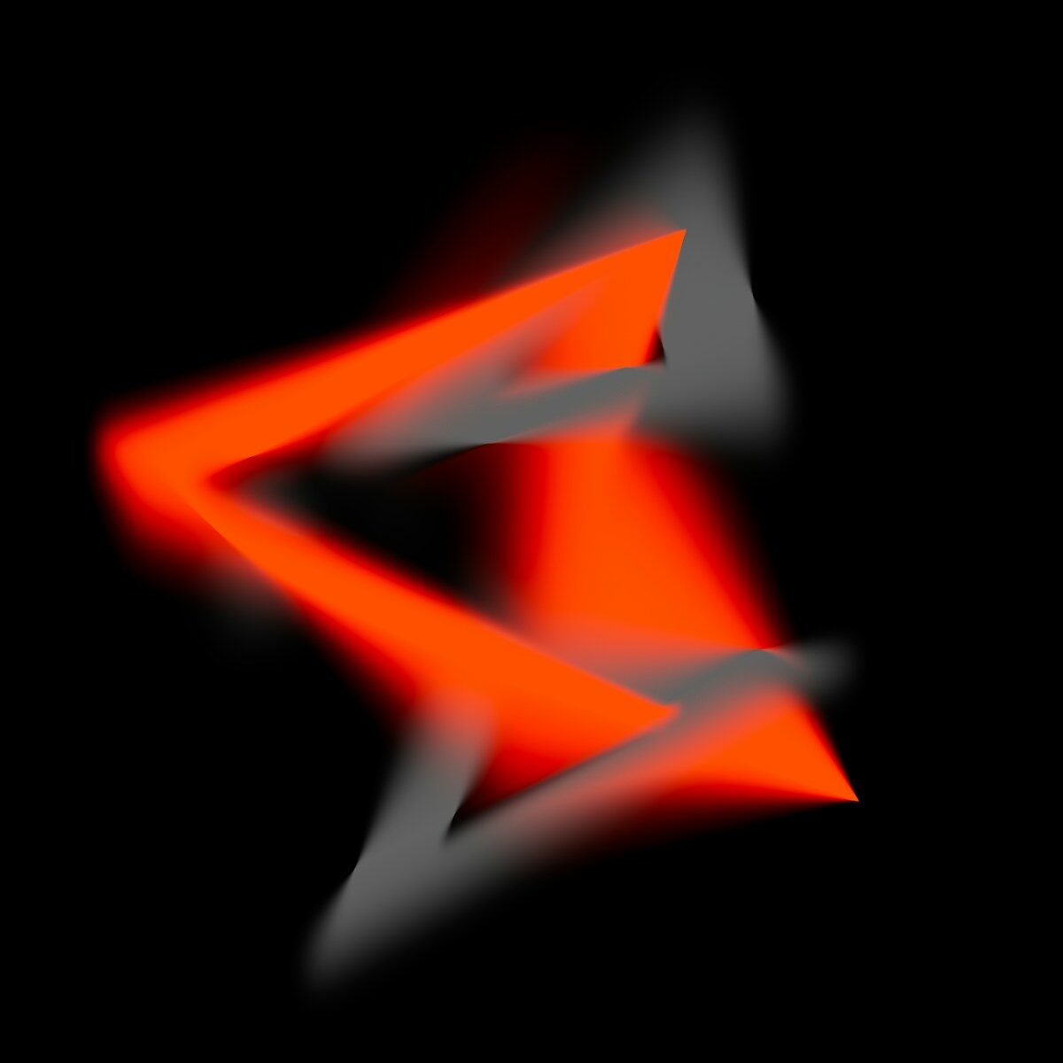 An abstract, glowing orange and gray geometric design